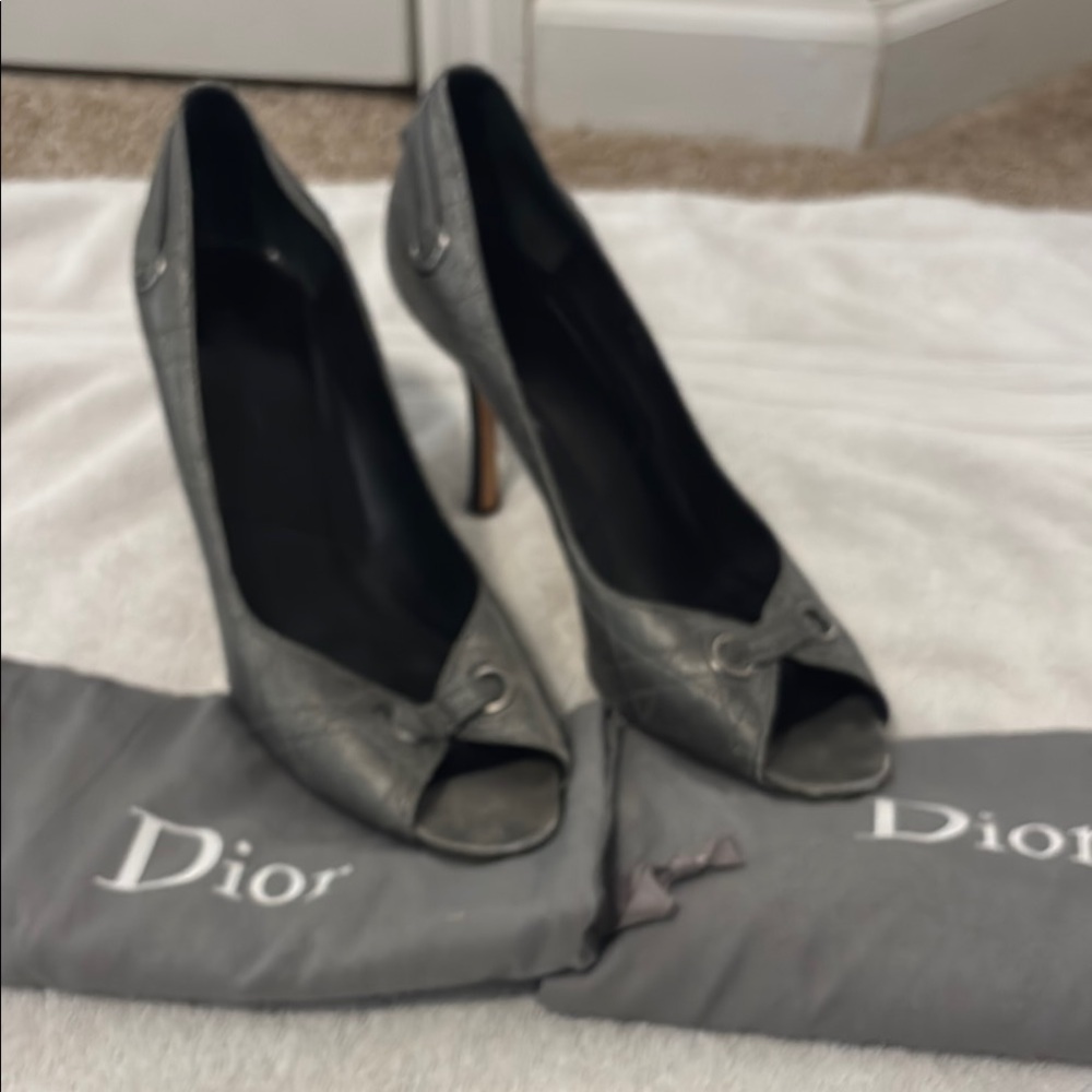 Dior Women's Sophisticated Gray Peep-Toe Heels